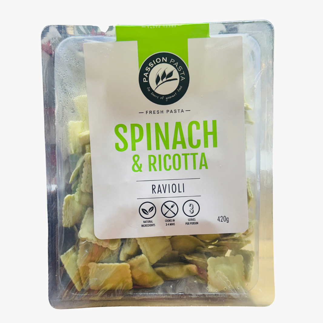 Spinach & Ricotta Ravioli 420G - Passion Pasta