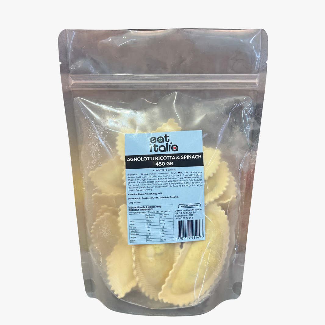 Spinach & Ricotta Agnolotti 450Gr - Eat Italia