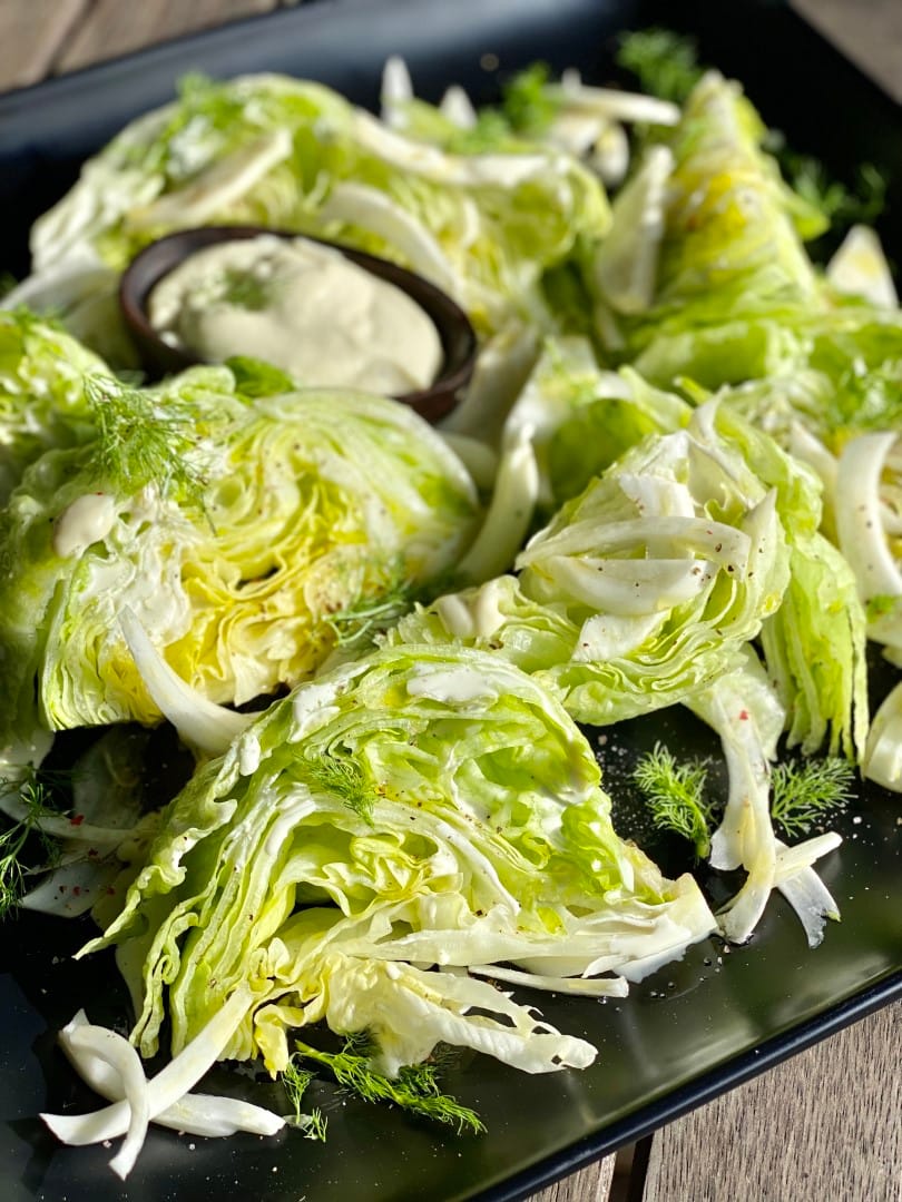 Iceberg Lettuce with Fennell and Blue Cheese Dressing
