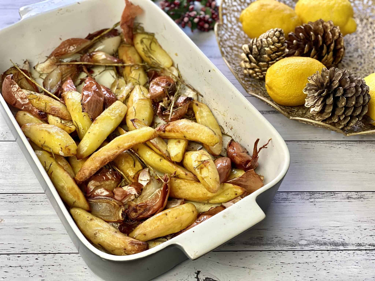 Garlic Roast Potatoes & Shallots