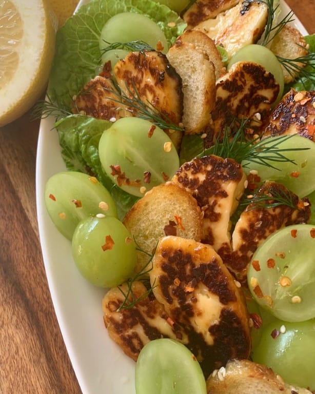 HONEY & LEMON HALLOUMI AND GRAPE SALAD
