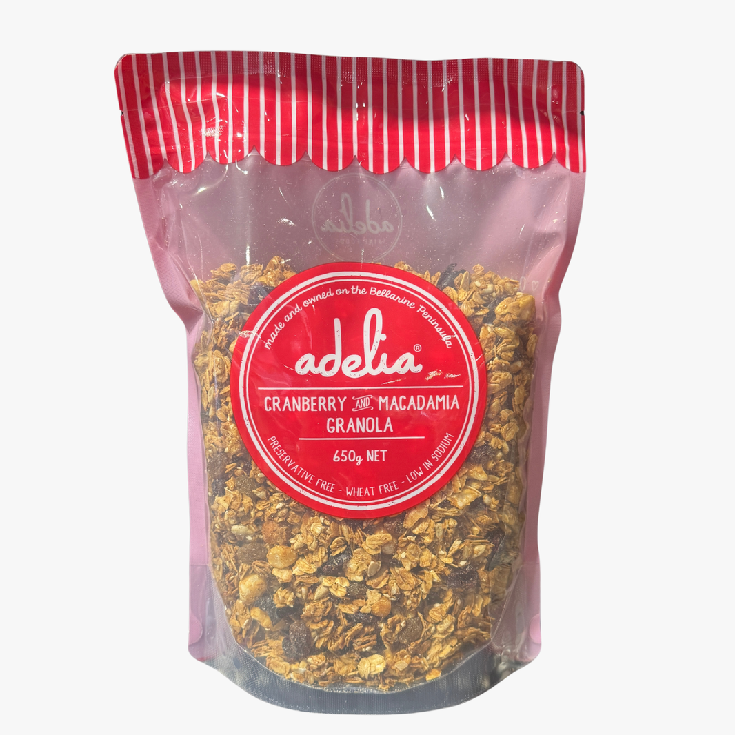 Cranberry & Macadamia Granola 650G - Adelias