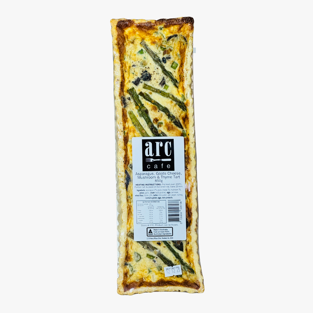 Tart Asparagus, Goats Cheese, Mushroom & Thyme 850G - Arc Cafe