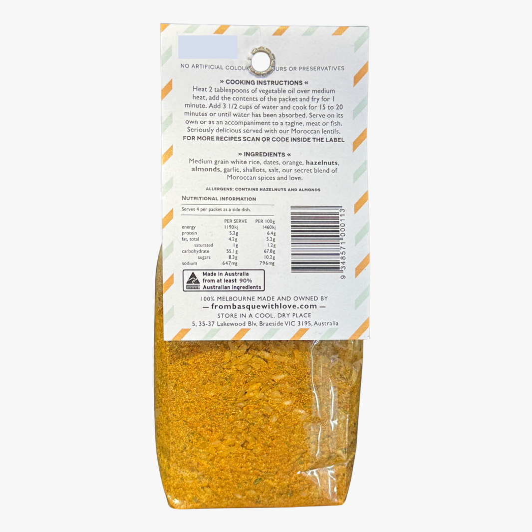 Moroccan Rice With Dates And Hazelnut 325G - Basque With Love