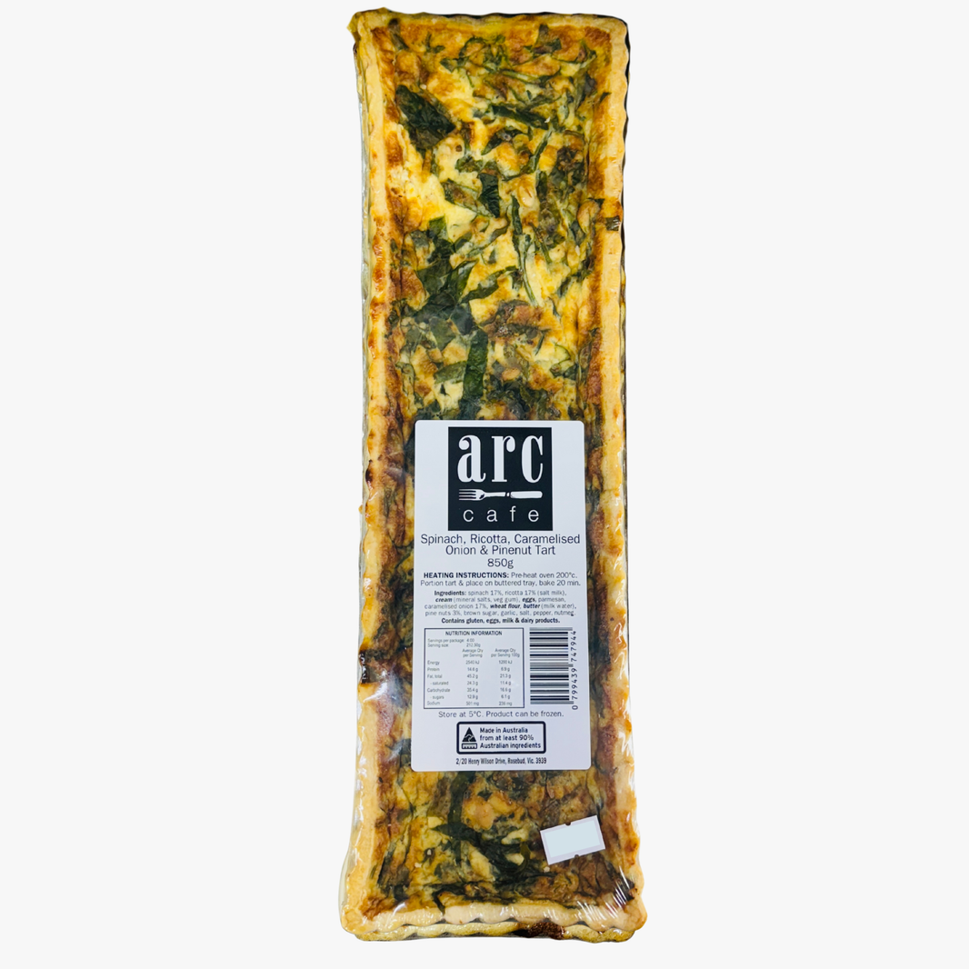 Tart Spinach, Ricotta, Caramalised Onion & Pinenut 850G - Arc Cafe